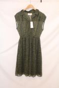 American Vintage Silk Mid Length Dress, Green/Navy, Size L