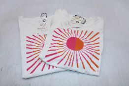 Two Seasalt Cornwall Printed Ink T-Shirts, Sunrise Graphic Chalk, UK 16