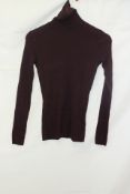 Maje Second Skin Sweater with High Neck, Burgundy, Size 0