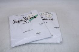 Two Pepe Jeans 800 T-Shirts, White, Size XL
