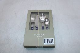 Two Sabre Bistro Solid Cutlery Sets, 4 Pieces, Navy Blue. Box damaged. OVER 18's ONLY