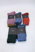 Five pairs Finisterre Socks to include 2x Ribbed Strip, Blue Pine, 1x 4-6, 1x 10-12, 1x Ribbed Strip