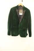 All The Men One Button Stylish Casual Blazer, Green Velvet, Size L