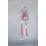 Four Sabre Bistrot Knife and Fork Sets to include 4x Forks, 4x Knives, All Burnt Orange. OVER 18's O