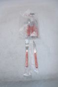 Four Sabre Bistrot Knife and Fork Sets to include 4x Forks, 4x Knives, All Burnt Orange. OVER 18's O