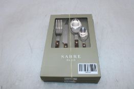 Two Sabre Bistro Solid Cutlery Sets, 4 Pieces, Tortoise. Box damaged. OVER 18's ONLY