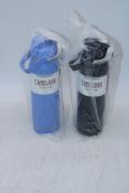 Two CamelBak Thrive Chug 32oz/1Ltr Bottles, Insulated Stainless Steel, 1x Black, 1x Sky Blue