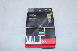 Two 128GB Sandisk Extreme Pro Class 10 SDXC Memory Cards
