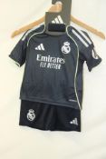 Two Adidas Kid's Real Madrid 25/26 Away Mini Kit, Dark Blue, UK 2/3Y