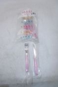 Four Sabre Bistrot Knife and Fork Sets to include 4x Forks, 4x Knives, All Light Pink. OVER 18's ONL