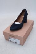 Mimao Urban High-Heeled Suede Shoes, Navy, Size 38. Box damaged