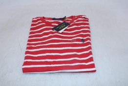 Polo Ralph Lauren Custom Slim Fit Stiped T-Shirt, Red/White, Size M