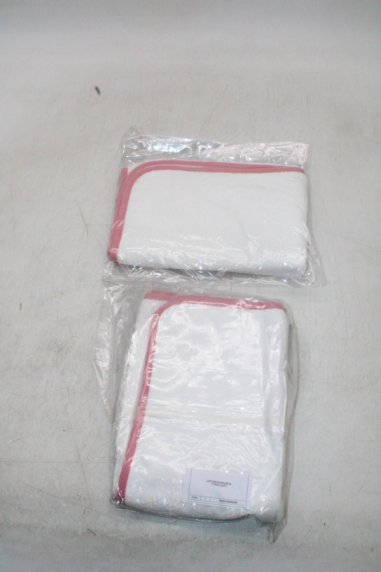 Two Dian's Bedroom BP36 Santorin Towel, White/Pink, Size 70 X 50cm