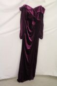 Flora for Fashion Velvet Dress, Dark Purple, EU 40