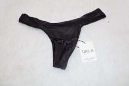 Three Tala Gathered Side Bikin Briefs to include 2x Szie M, 1x L, All Black
