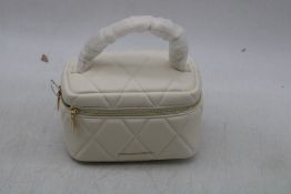 Charles & Keith Arwen Quilted Top Handle Vanity Bag, Cream, Size S