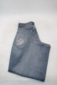 Hollister Baggy Skater Extra Wide Fit Through Leg Jeans, Washed Blue, Size 32/30
