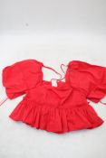 Three Kimchi Lara Cropped Babydoll Blouse, Red, Include Size 2x S 1x L