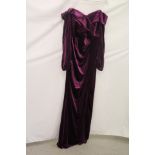 Flora for Fashion Velvet Dress, Dark Purple, EU 46