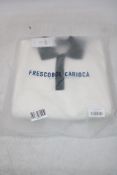 Frescobol Carioca Vidal Cotton Crochet Short Sleeve Buttoned Polo Shirt, Ivory/Evergreen, Size M