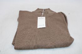 Eden Park Edinburgh 1/4 Zip Sweater, Coffee, Size M