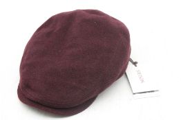 Stetson Superior Cotton Driver Flat Cap, Burgundy, Size L