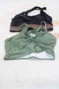 Two Bloomchic Women's Swimwear Tops to include 1x Dark Green, 1x Black/Pink, Size 14