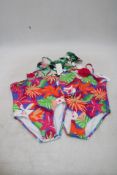 Three Janie & Jack Children's Assorted Swimsuits, 1x Flowers, Tropical, Size 5, 1x Flowers, Tropical