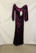 Flora for Fashion Velvet Dress, Dark Purple, EU 38