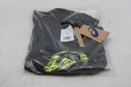 Two Asics GOX Short Sleeve T-Shirt, Graphite Grey/Satety Yellow, Size XL