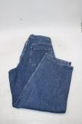Two Hollister Striped Baggy Skater Jeans, Medium Wash Blue, Size 1 X 34/34, 1 X 33/32