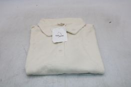 Djerf Avenue Textured Cotton Polo Top, Cream, Size XS