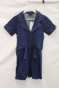 One Piece Denim Slim Fit Short Jumpsuit, Blue, Size XS