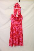 Miphai Floral Silk Dress, Pink/Red, Size M