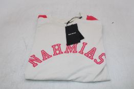 Nahmias State Raglan T-Shirt, Ecru/Red, Size M
