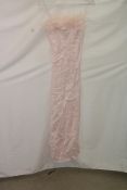 Massimo Dutti Studio Dress with Feather Details, Light Pink, UK 8