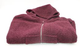 Chelsea Peers Borg Fleece Plaid Hooded Jacket, Burgundy, Size 10