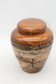 Hand-made Carved Wooden Cremation Urn, Brown