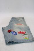 Soleboy Ateller Jean Shorts, Blue with Patch's, Size M