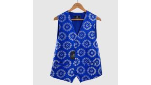 Two L.A Smith Fancy Waistcoat Flower Medallion, Blue, Size: 38