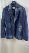 Philipp Plein Men's Bleached Effect Velvet Blazer, Dark Blue, Size Large, Sample