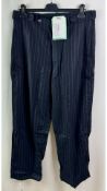 LEJ Pat-a Cake Trousers In Navy Chalk Stripe Wool Cashmere Flannel, Small