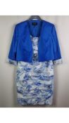Inspirato Mother of The Bride Dress with Jacket, White/Blue, Size 16 UK
