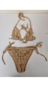 Fanci Club Womens Sheer Lingerie Set, Nude, Gold Charms, One Size