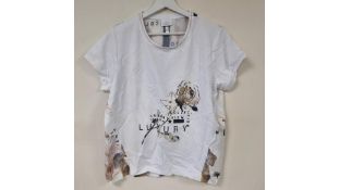 Sportalm Women's Short Sleeve Active T-Shirt, Crew Neck, Flower Design, Blue, UK 10