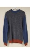 Edwin Men's Knitted Line Sweater, Grey Heather, Vintage Blue, Size M
