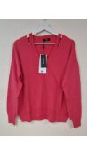 Riani Fine Knit V Neck Sweater, Pink, Size UK 8