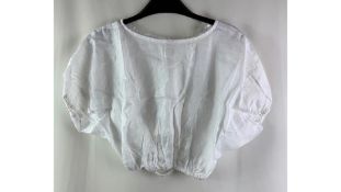 At Dawn Women's Open Back Puff Sleeve Crop Top, White, Size XS,