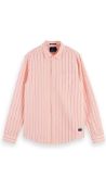 Scotch & Soda Men's Classic Regular Fit Shirt, Pink Stripe, Size M