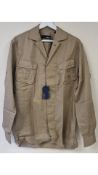 Lardini Men's Button Up LS Shirt, Beige, Size L